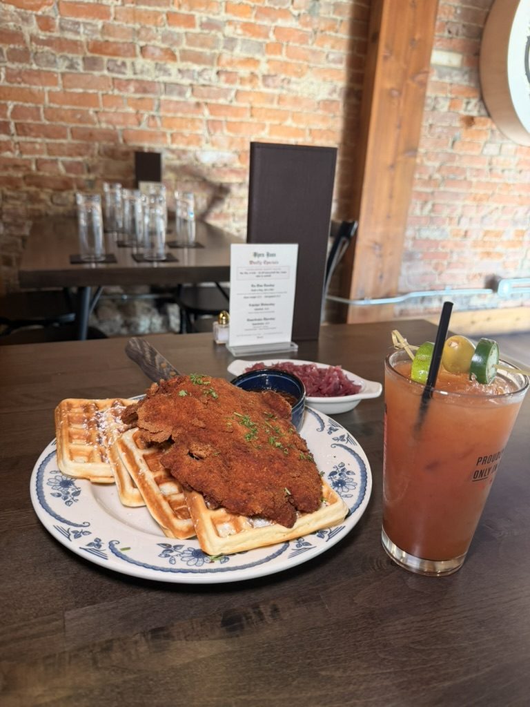 Schnitzel & Waffles with a Back Nine Bloody Mary